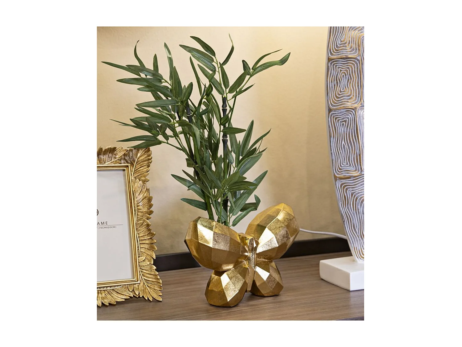 Vase Décoratif Papillon 3, Or, 22,5x8x15 cm, Seven Design