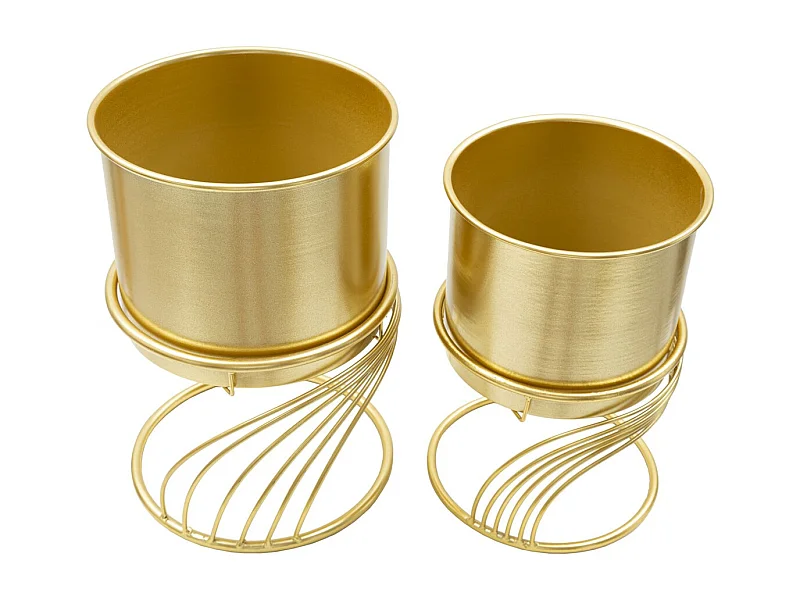 Lot de 2 Cache Pots MF394, Or, 23x23x35 cm, Seven Design