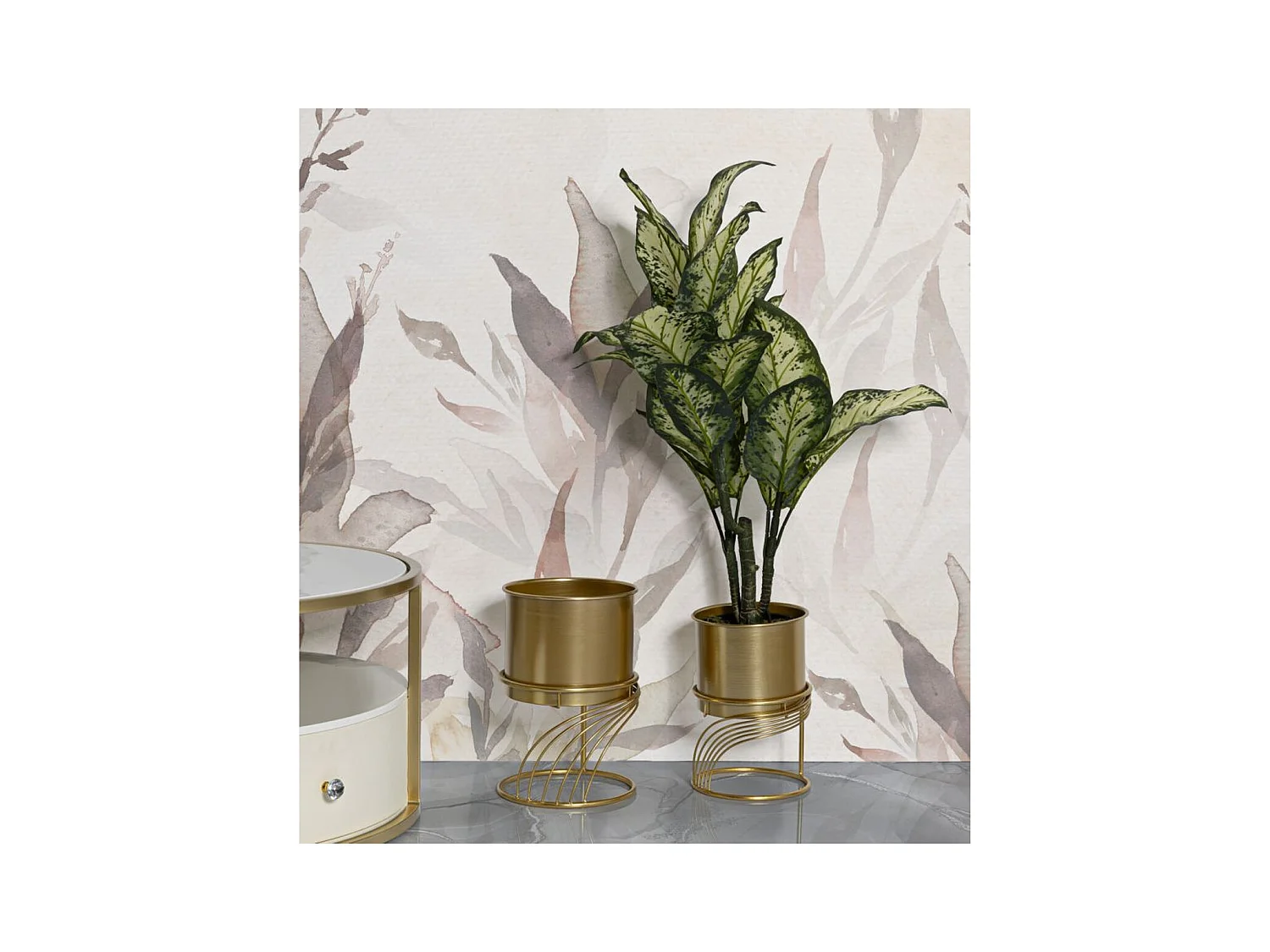 Lot de 2 Cache Pots MF394, Or, 23x23x35 cm, Seven Design