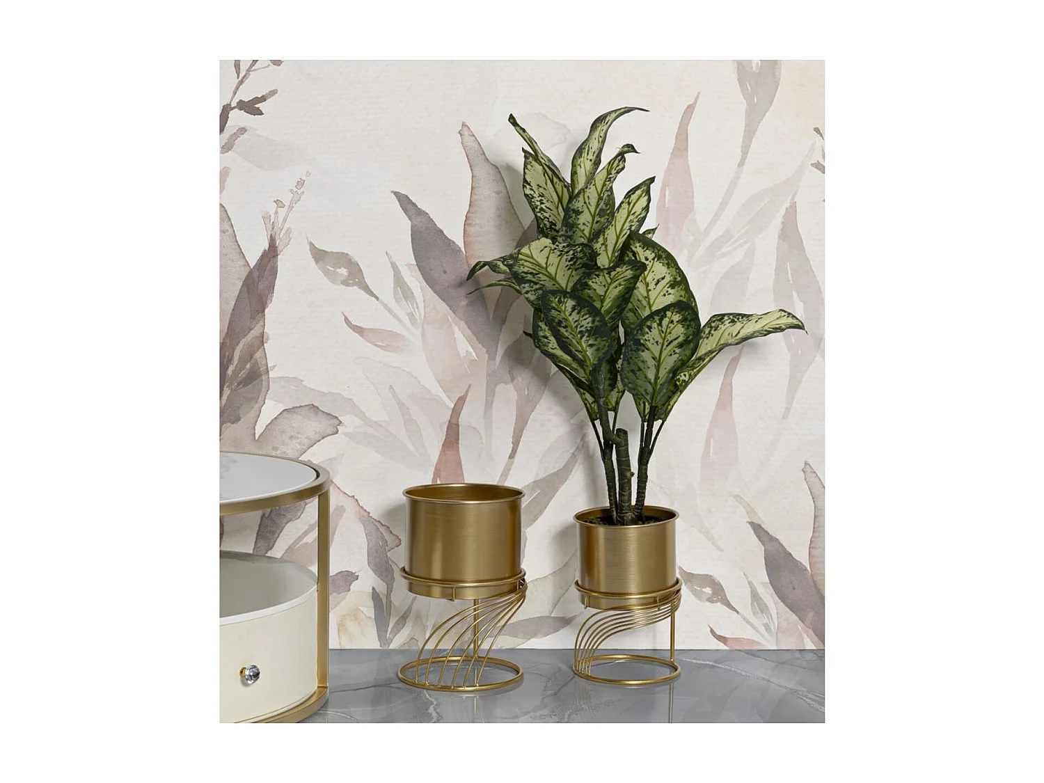 Lot de 2 Cache Pots MF394, Or, 23x23x35 cm, Seven Design