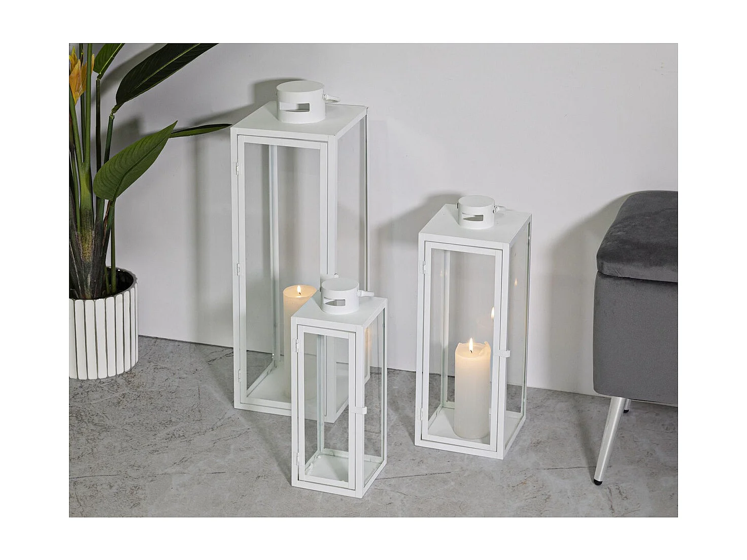 Lanterne Décorative d'Extérieur  Maris, Blanc, 22x22x66 cm, Seven Design