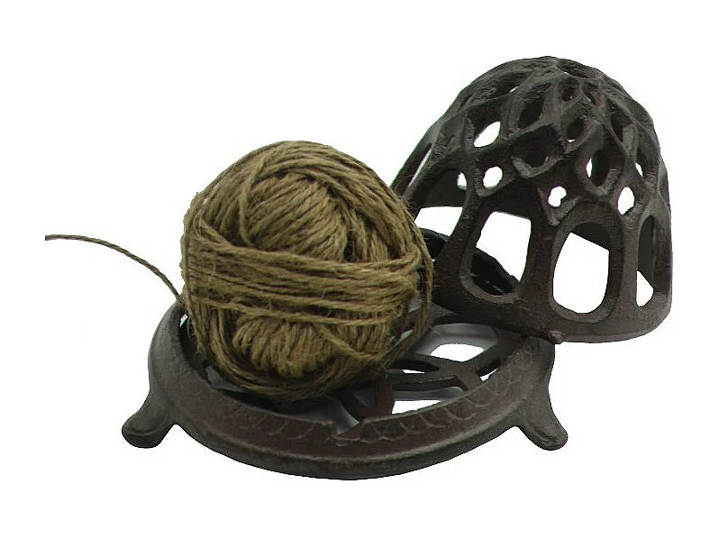 Dérouleur de ficelle en fonte marron 13 x 10 cm
