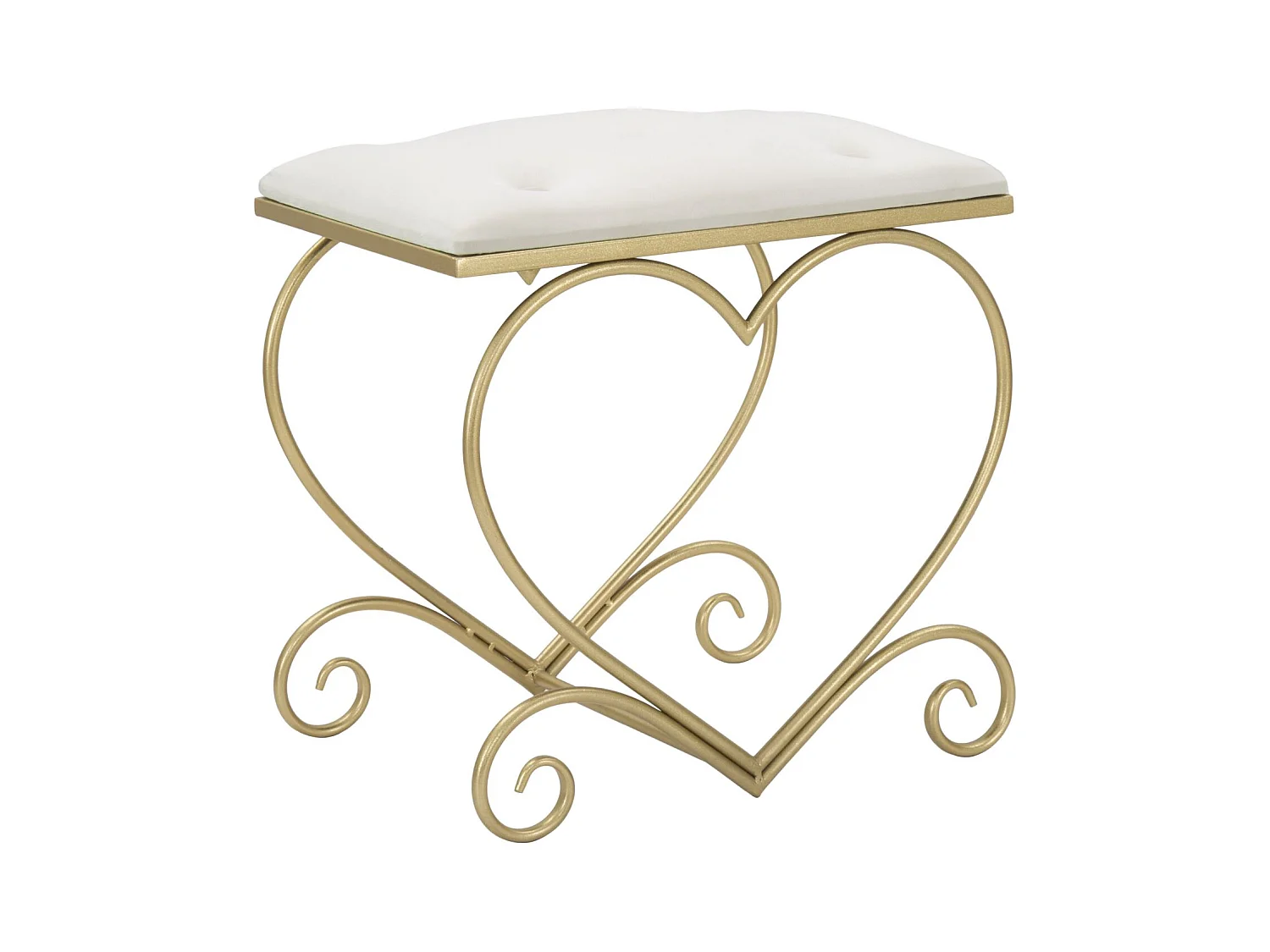 Tabouret Bas Cœur 15, Or, 50x37,5x51,5 cm, Epikasa