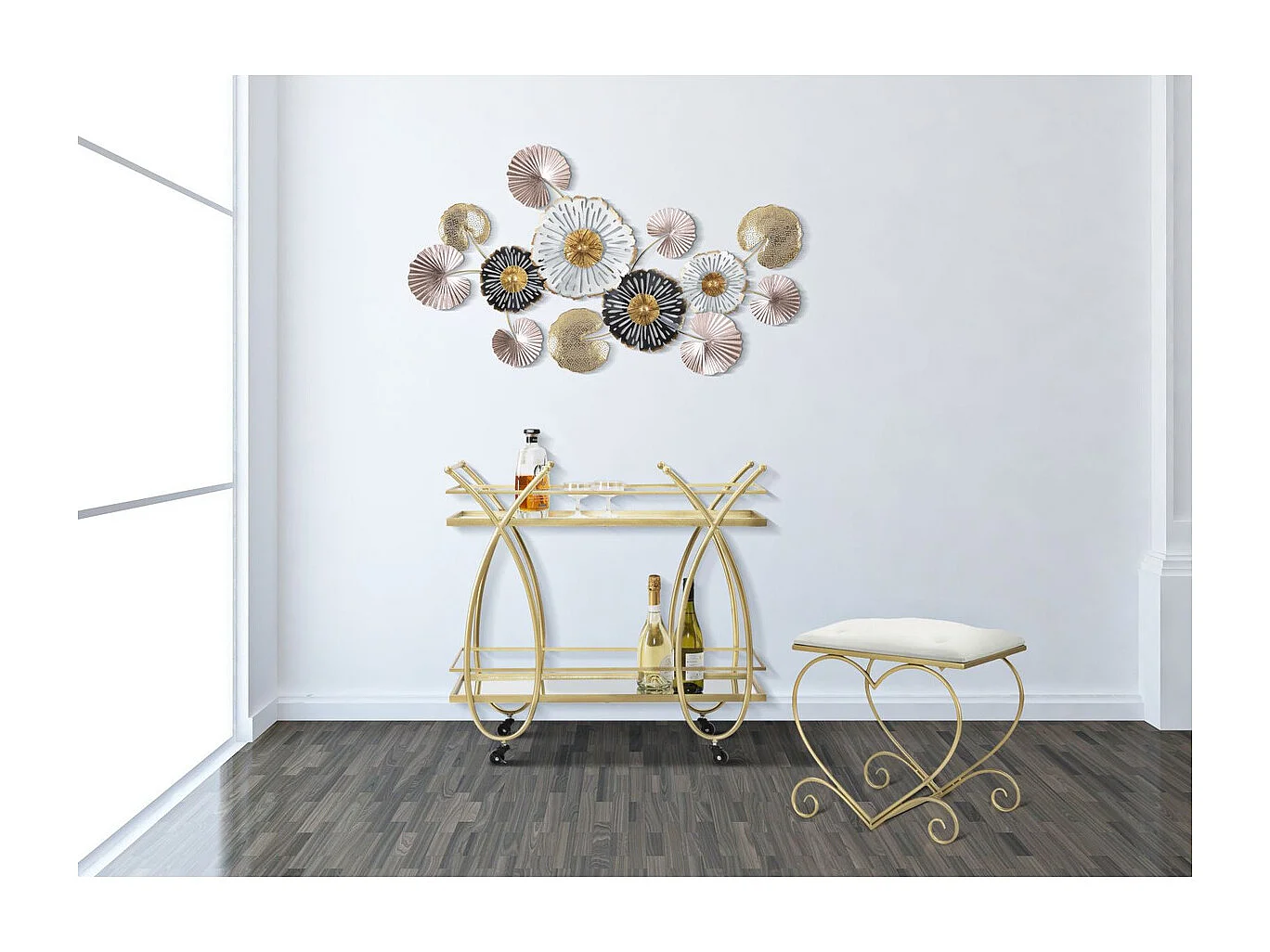 Tabouret Bas Cœur 15, Or, 50x37,5x51,5 cm, Seven Design