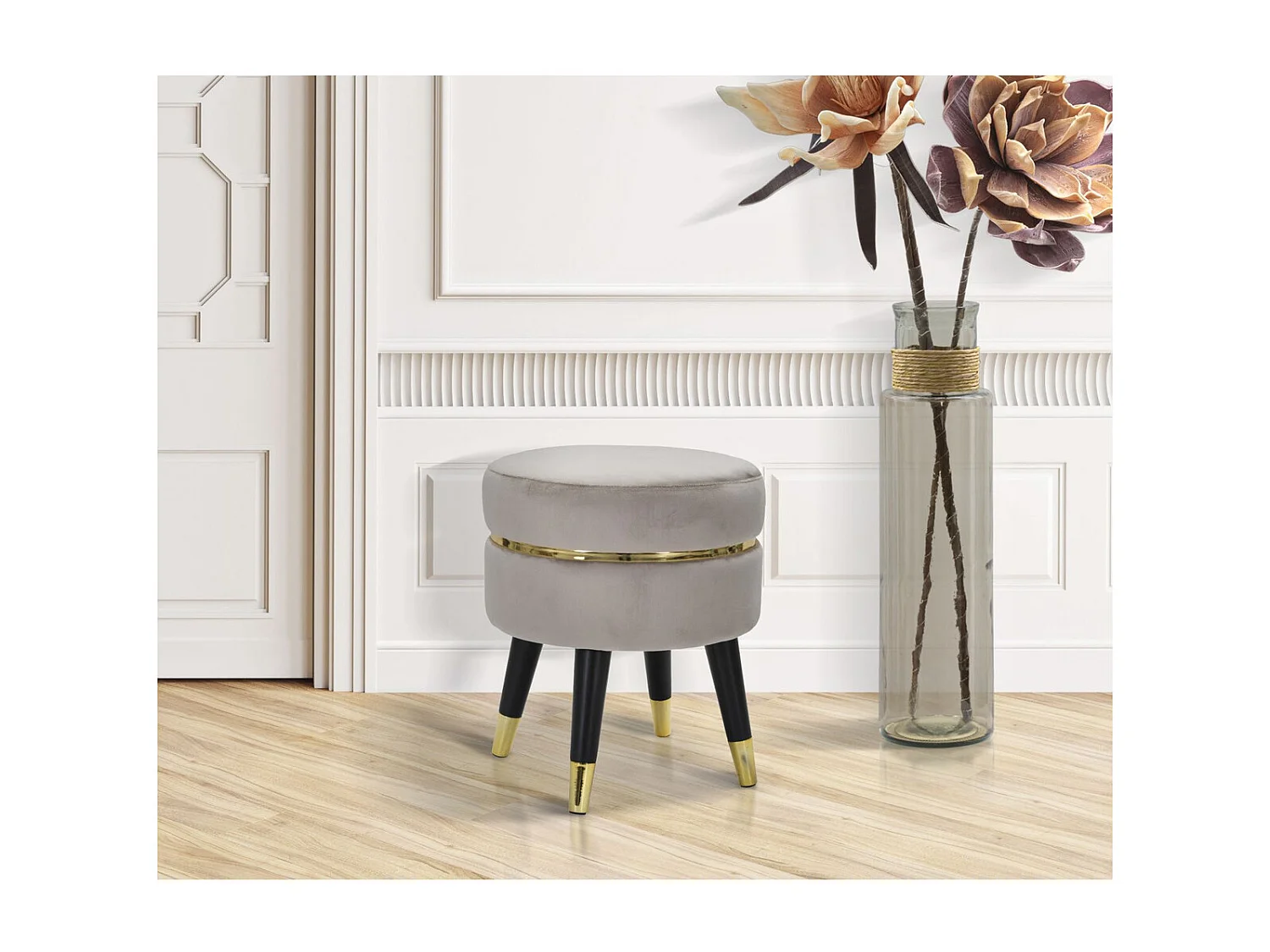 Tabouret Bas MF456, Gris, 35x35x40,5 cm, Seven Design