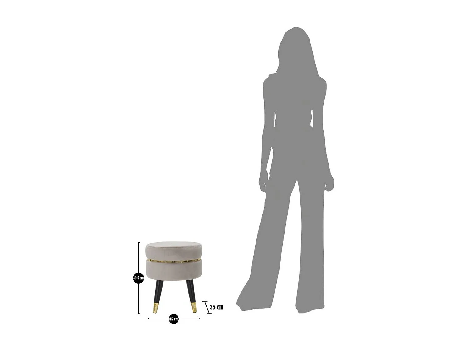 Tabouret Bas MF456, Gris, 35x35x40,5 cm, Seven Design