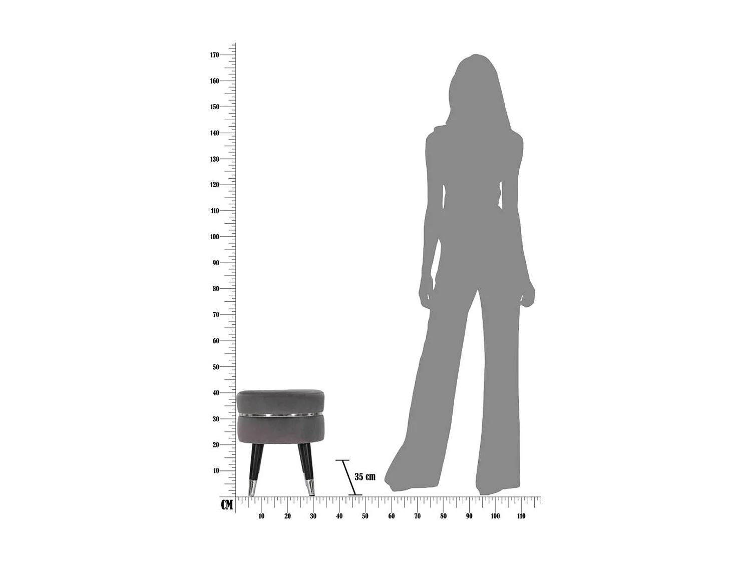 Lage Kruk MF457, Grijs, 35x35x40,5 cm, Seven Design