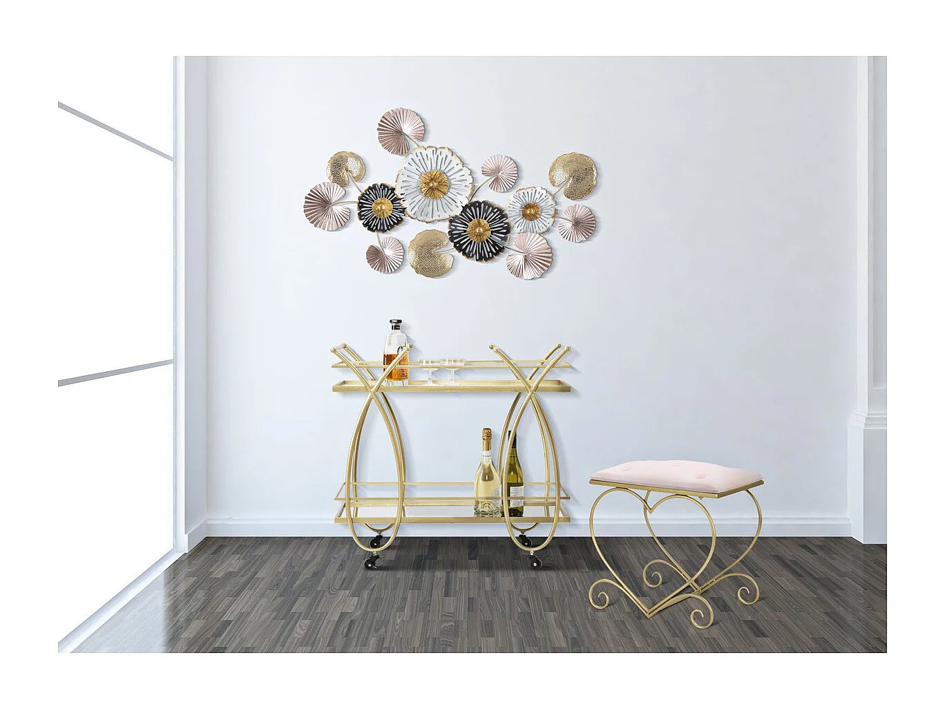 Tabouret Bas Cœur 16, Or, 50x37,5x51,5 cm, Seven Design