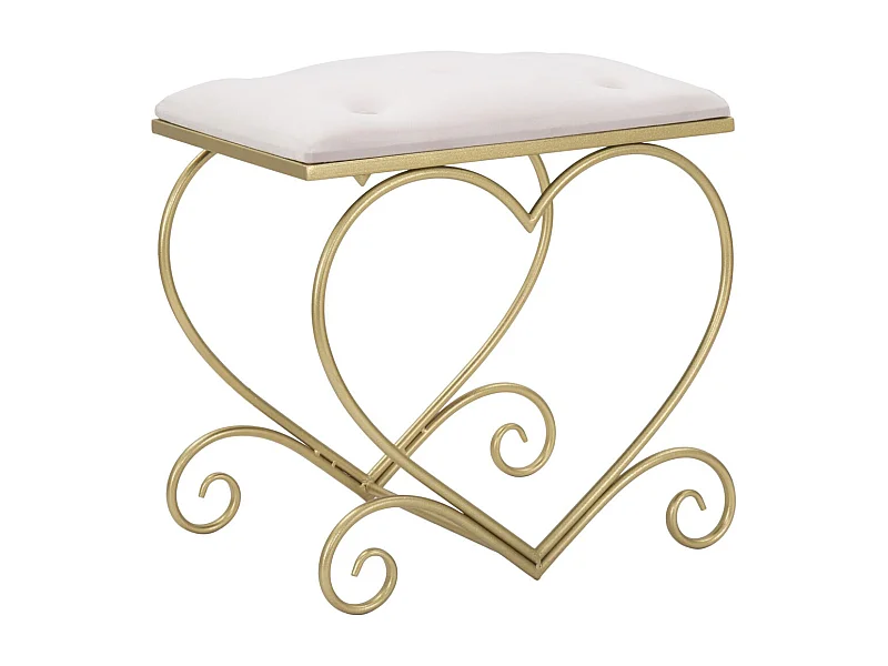 Niski Stołek Serce 16, Złoto, 50x37,5x51,5 cm, Seven Design