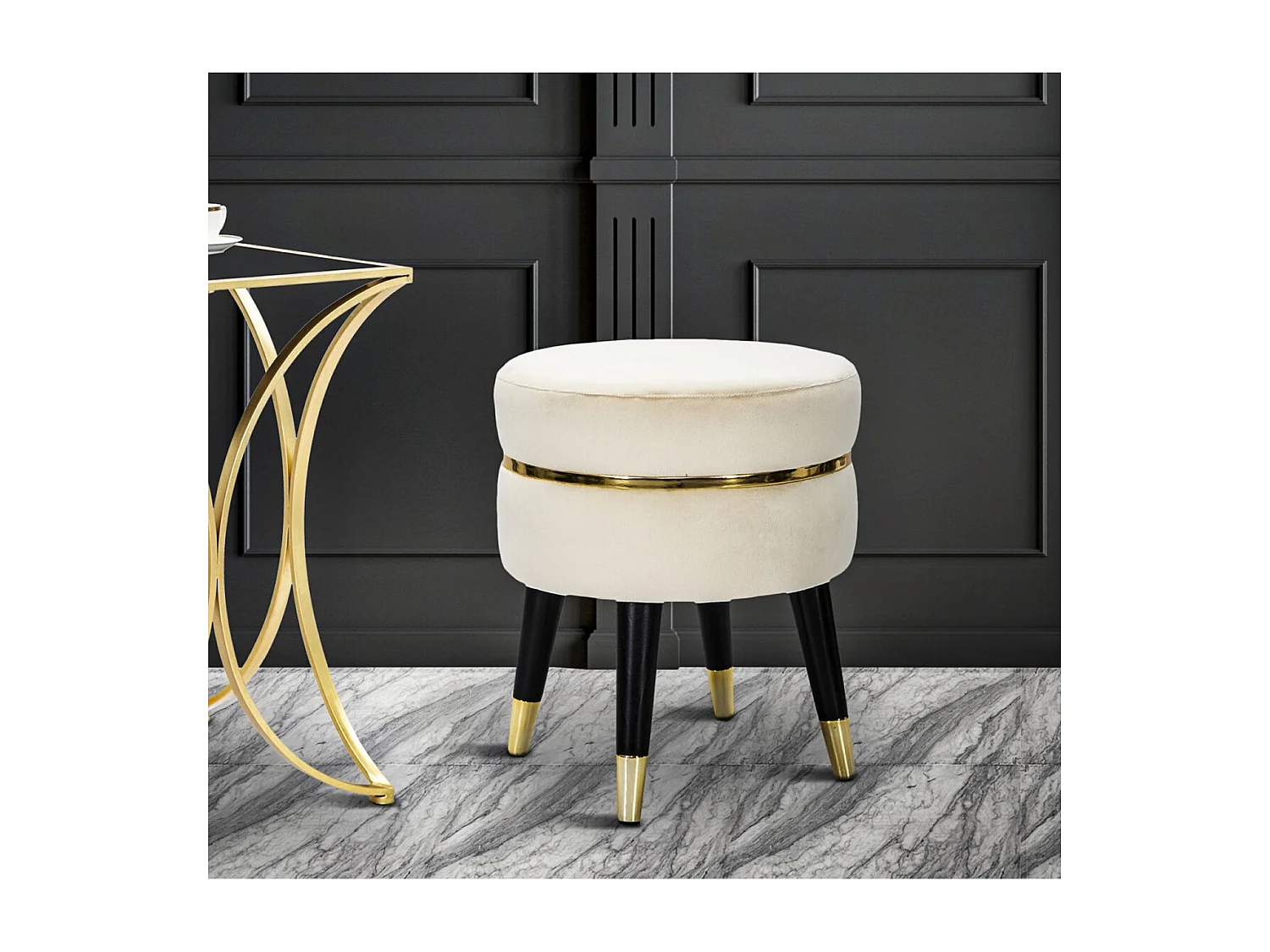 Tabouret Bas MF458, Beige, 35x35x40,5 cm, Seven Design
