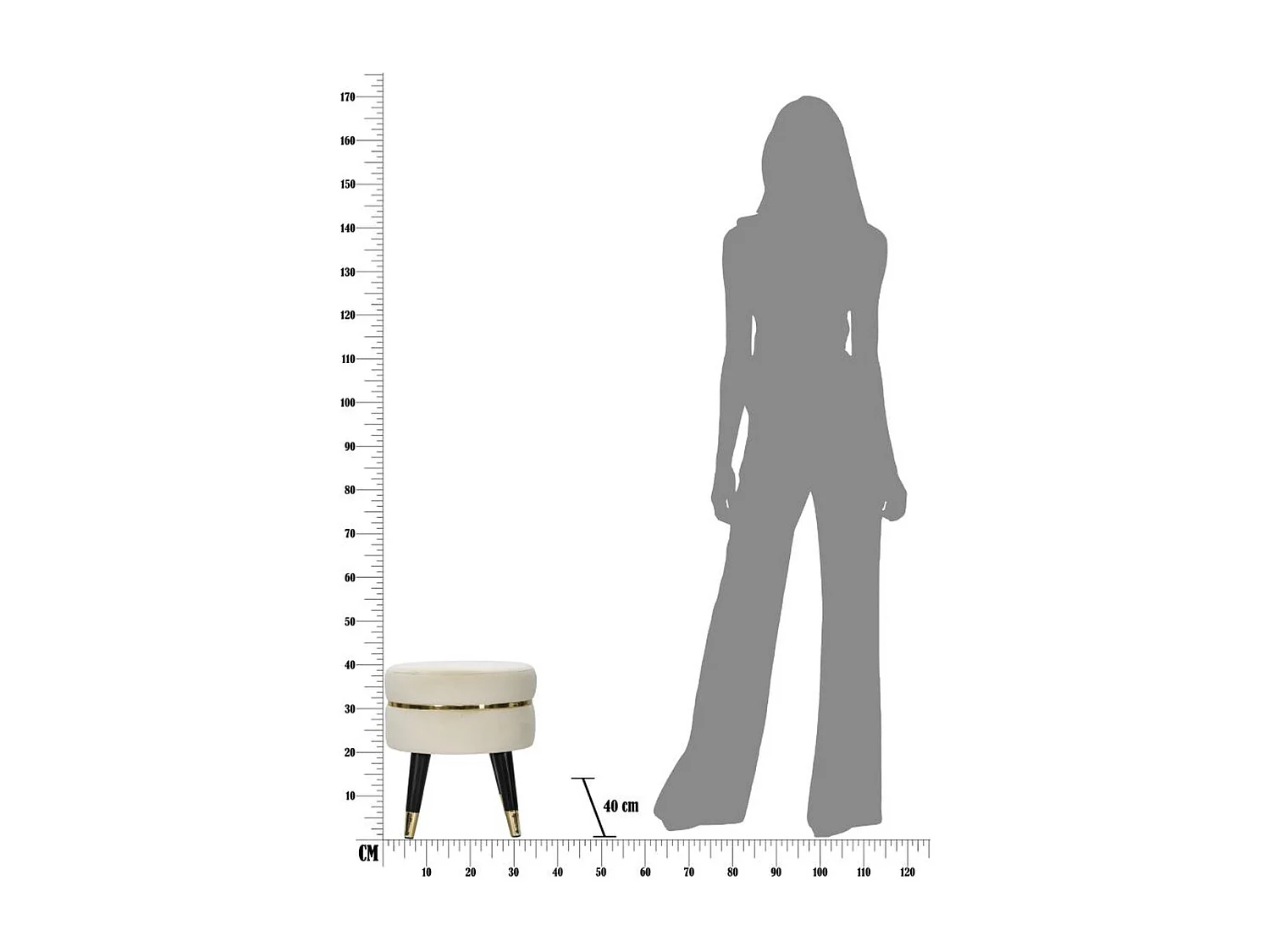 Tabouret Bas MF458, Beige, 35x35x40,5 cm, Seven Design