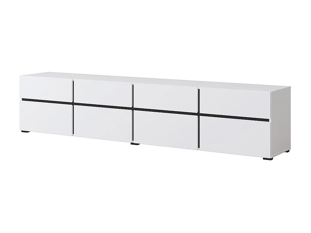 Ensemble de 4 meubles collection HAVANA coloris blanc et noir. Meuble TV XL, vitrine, table basse, étagère