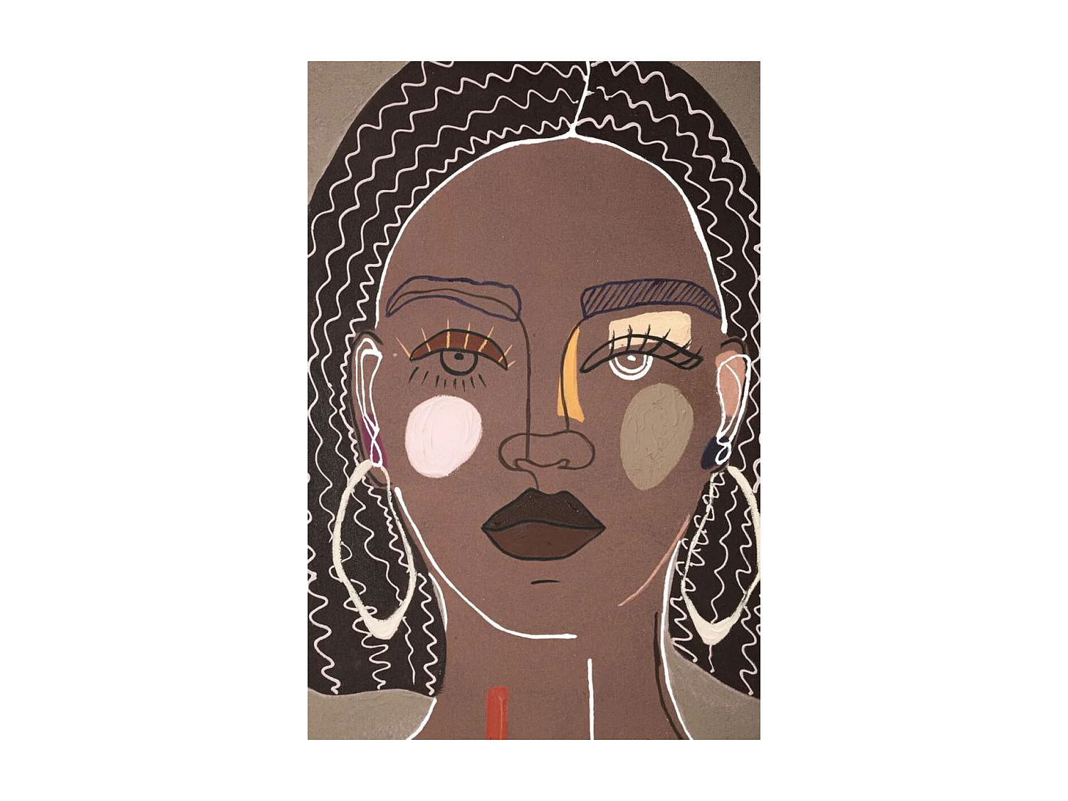 Impression sur Toile Visage 17, Marron, 80x2,8x100 cm, Seven Design