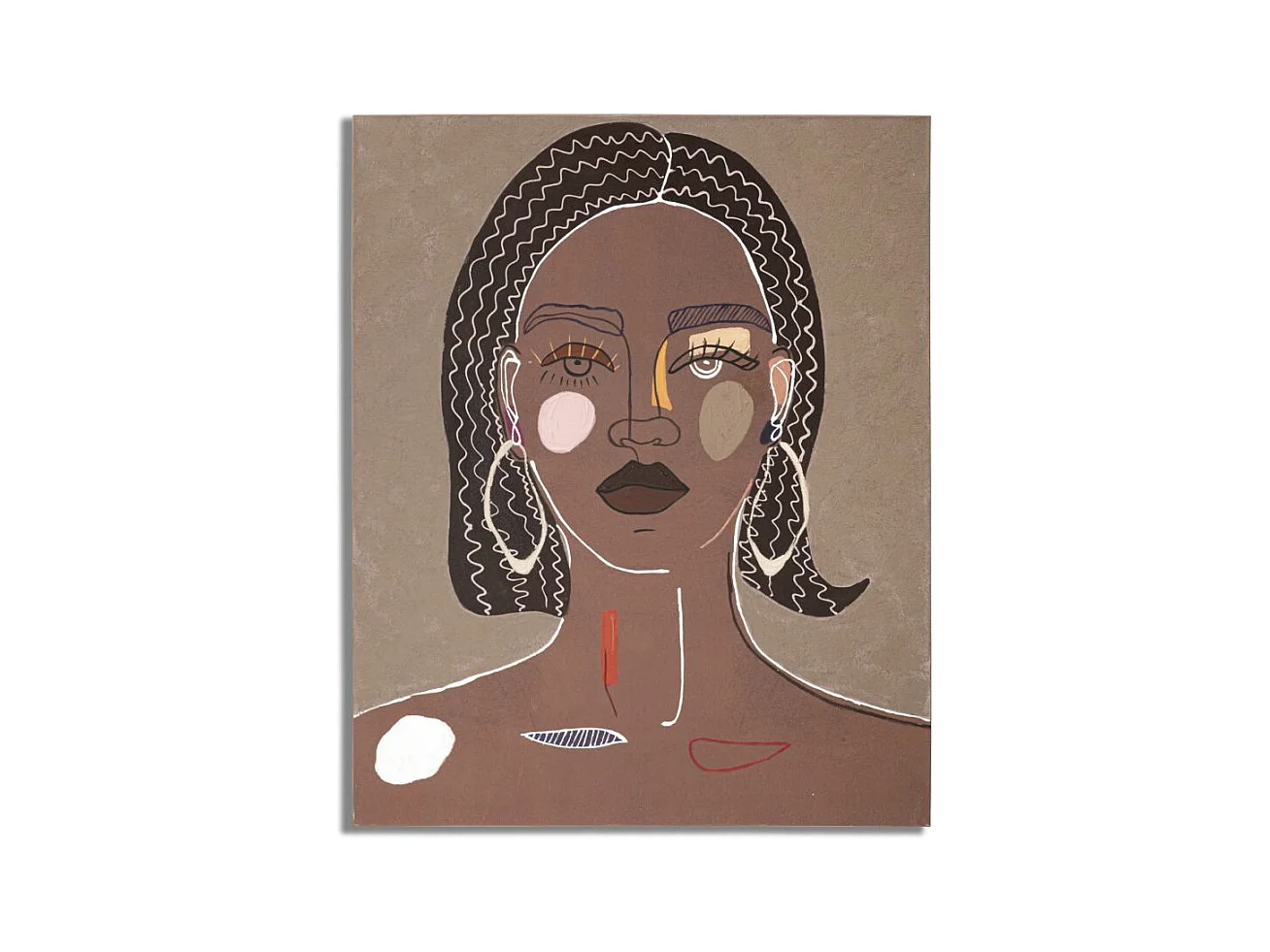Impression sur Toile Visage 17, Marron, 80x2,8x100 cm, Epikasa