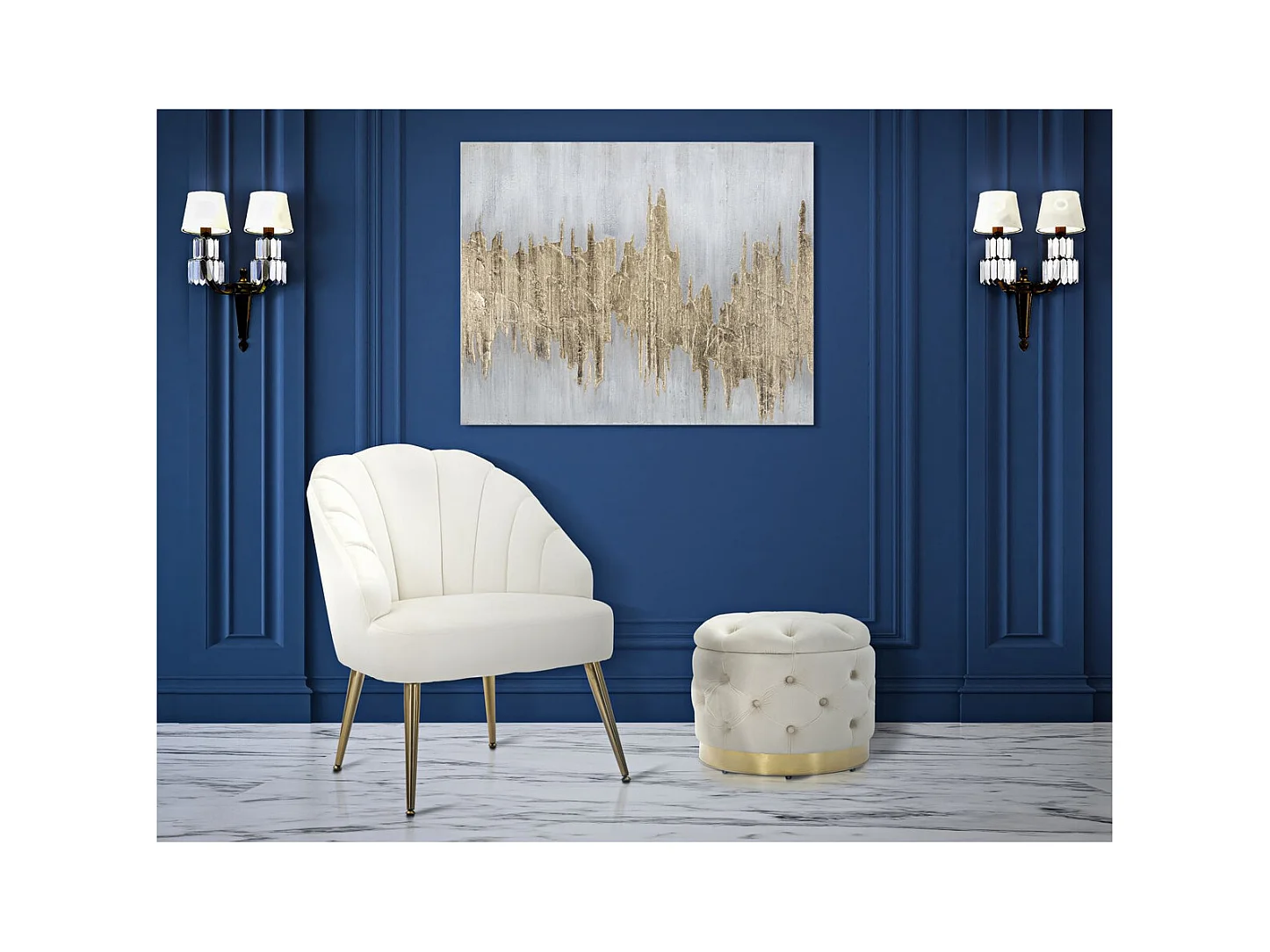 Impression sur Toile Marbre 7, Multicouleur, 100x2,8x80 cm, Seven Design