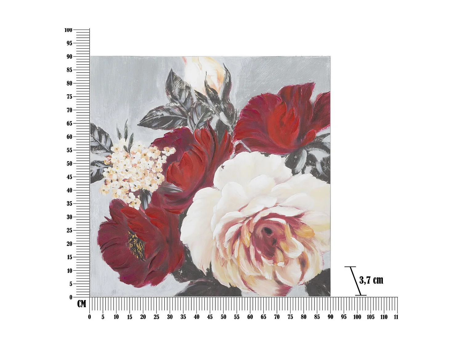 Impression sur Toile Fleurs 62, Multicouleur, 90x3,7x90 cm, Seven Design