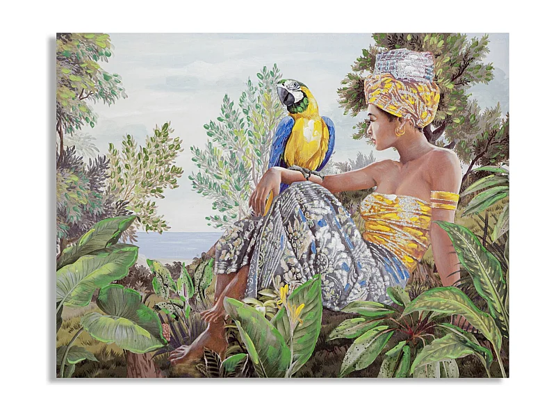 Stampa su Tela Tropicale 1, Multicolore, 120x3x90 cm, Epikasa