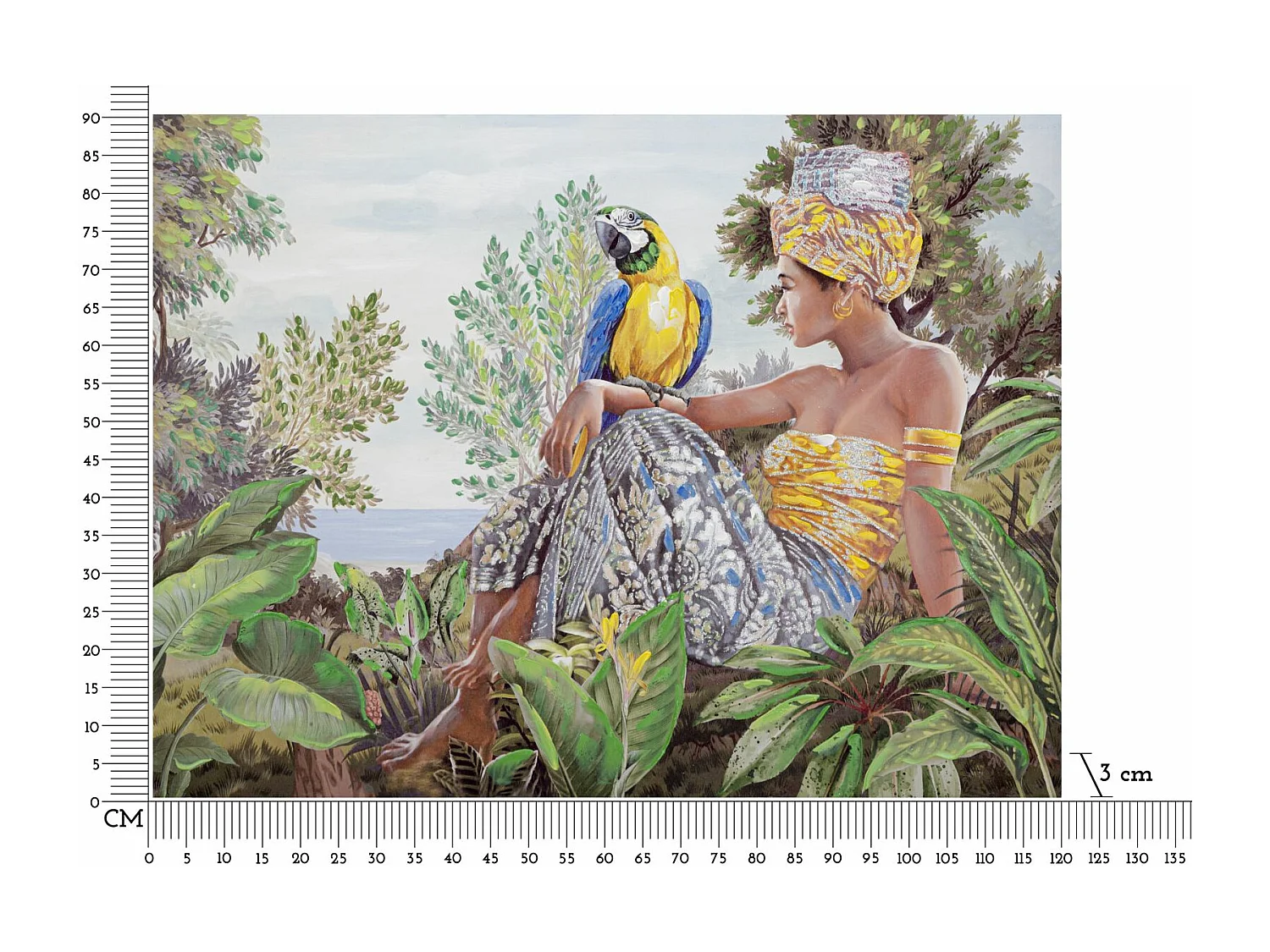 Stampa su Tela Tropicale 1, Multicolore, 120x3x90 cm, Epikasa