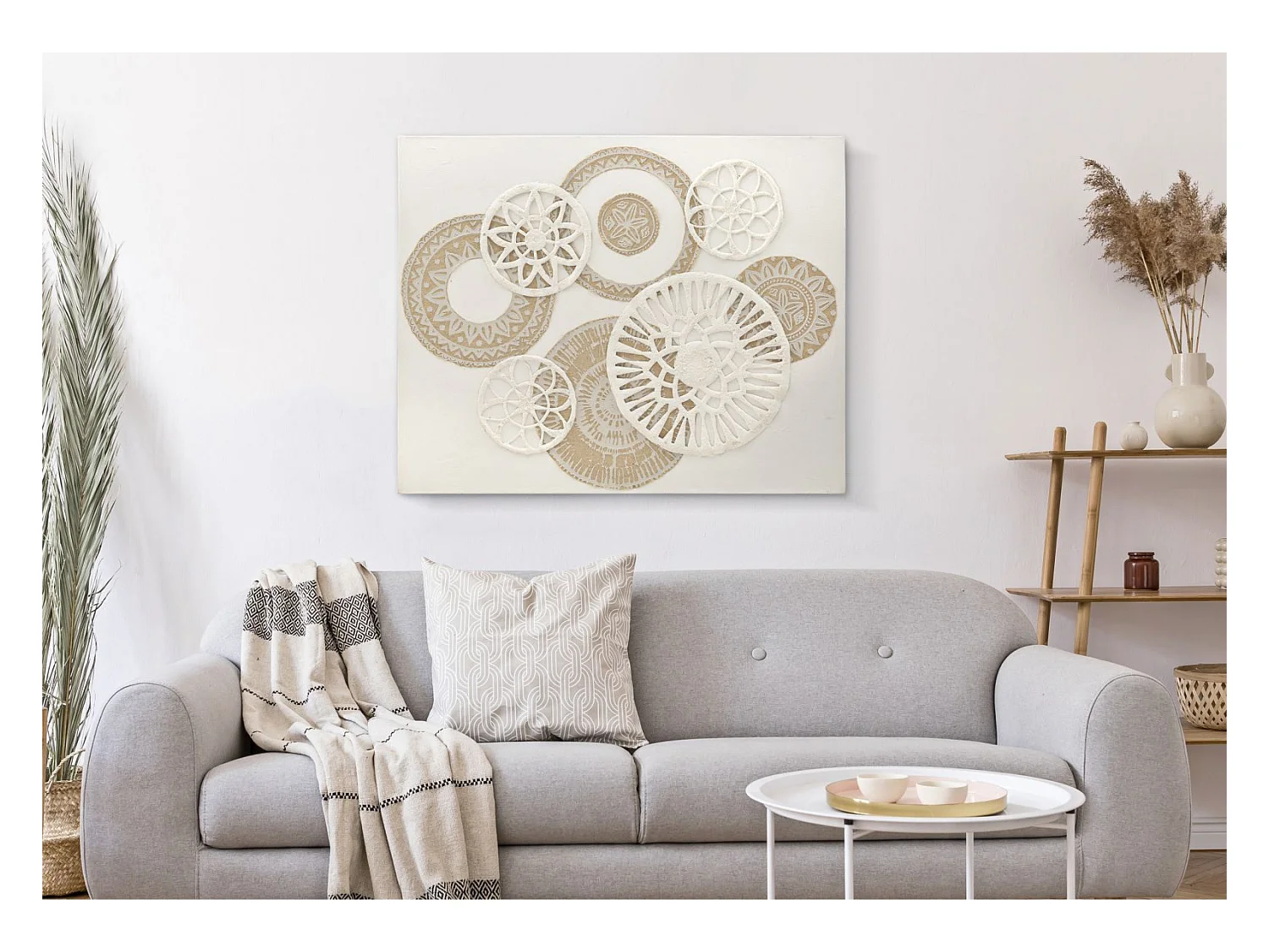 Afdrukken op Canvas Cirkels 34, Bruin, 80x2,8x100 cm, Epikasa