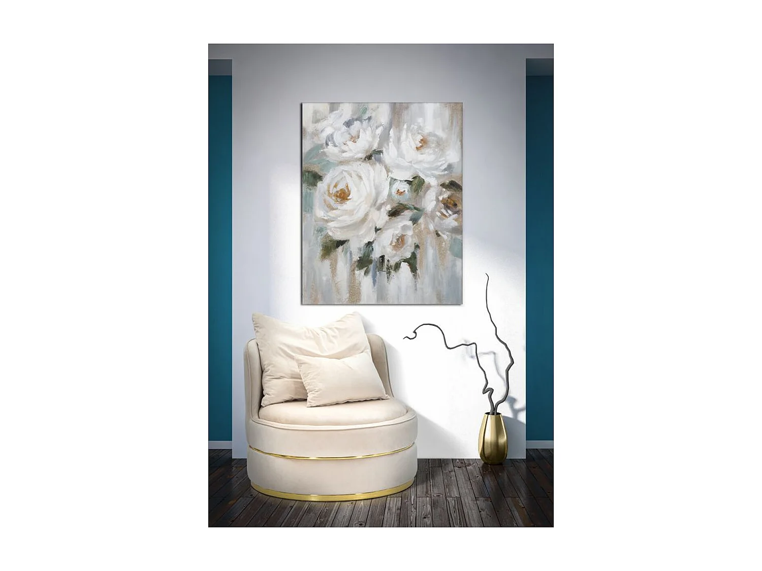 Impression sur Toile Fleurs 66, Multicouleur, 80x3,7x100 cm, Seven Design