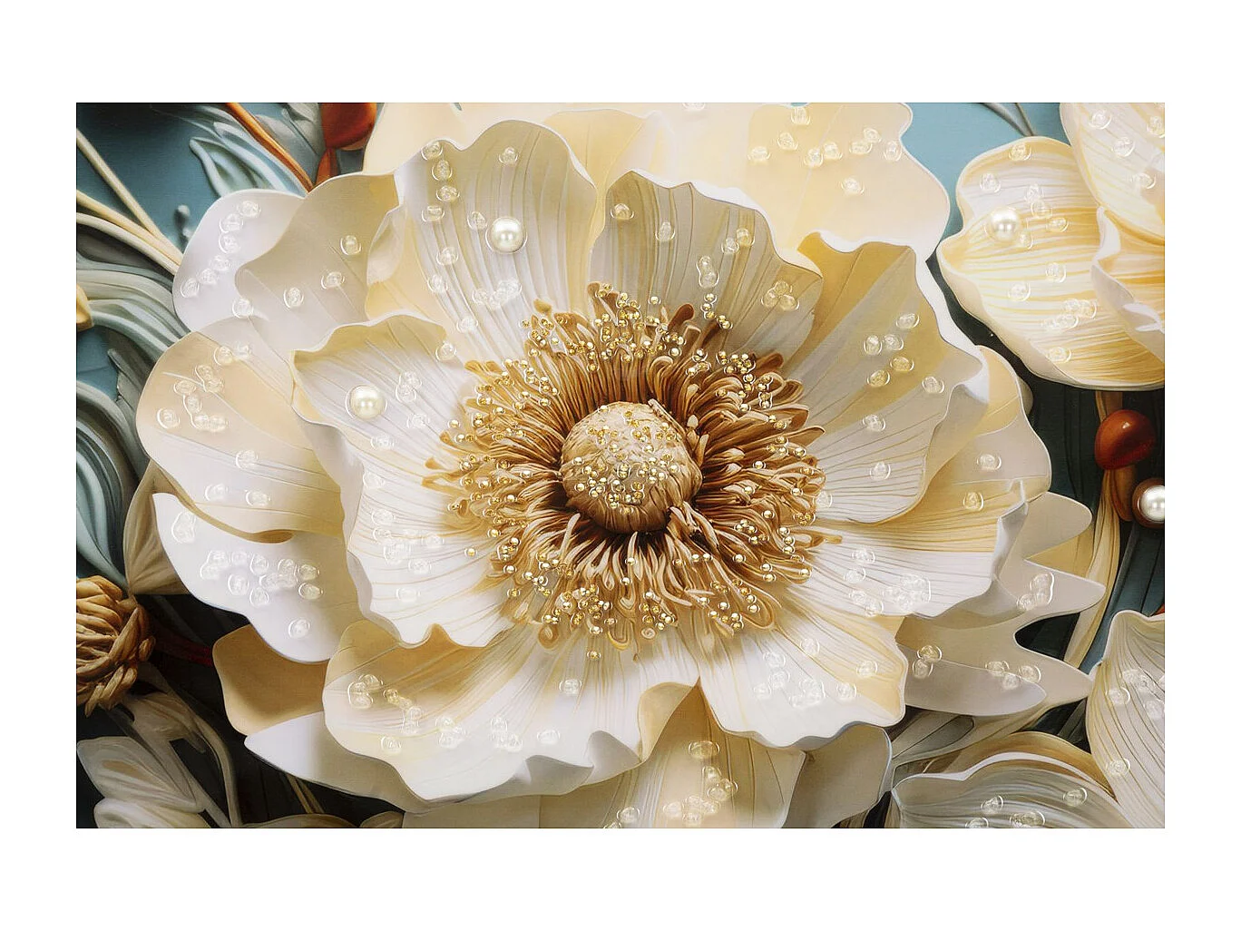 Impression sur Toile Fleurs 71, Multicouleur, 82x4x82 cm, Seven Design