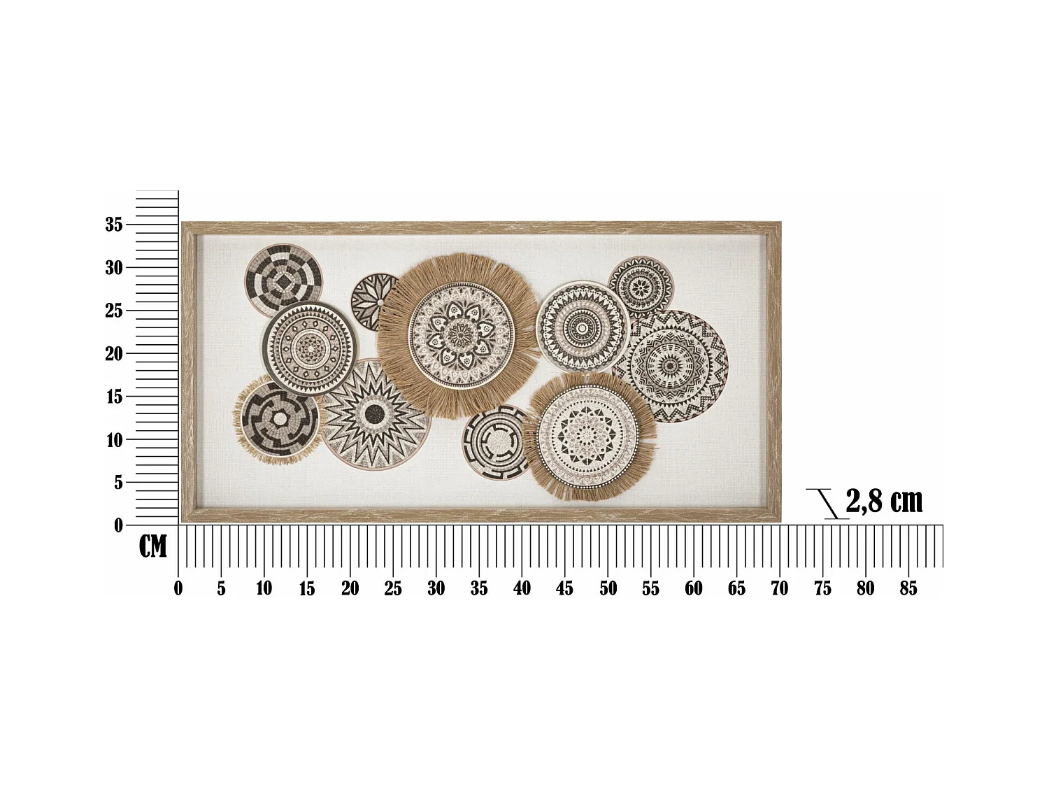 Afdrukken op Canvas Cirkels 32, Bruin, 70x2,8x35 cm, Epikasa