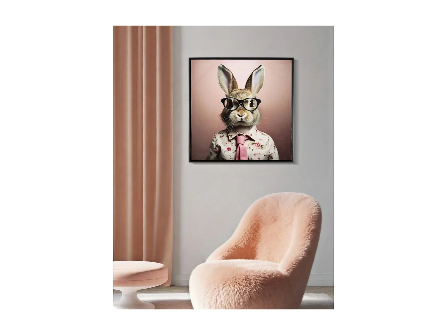 Impression sur Toile Lapin 3, Multicouleur, 62,5x2,8x62,5 cm, Seven Design