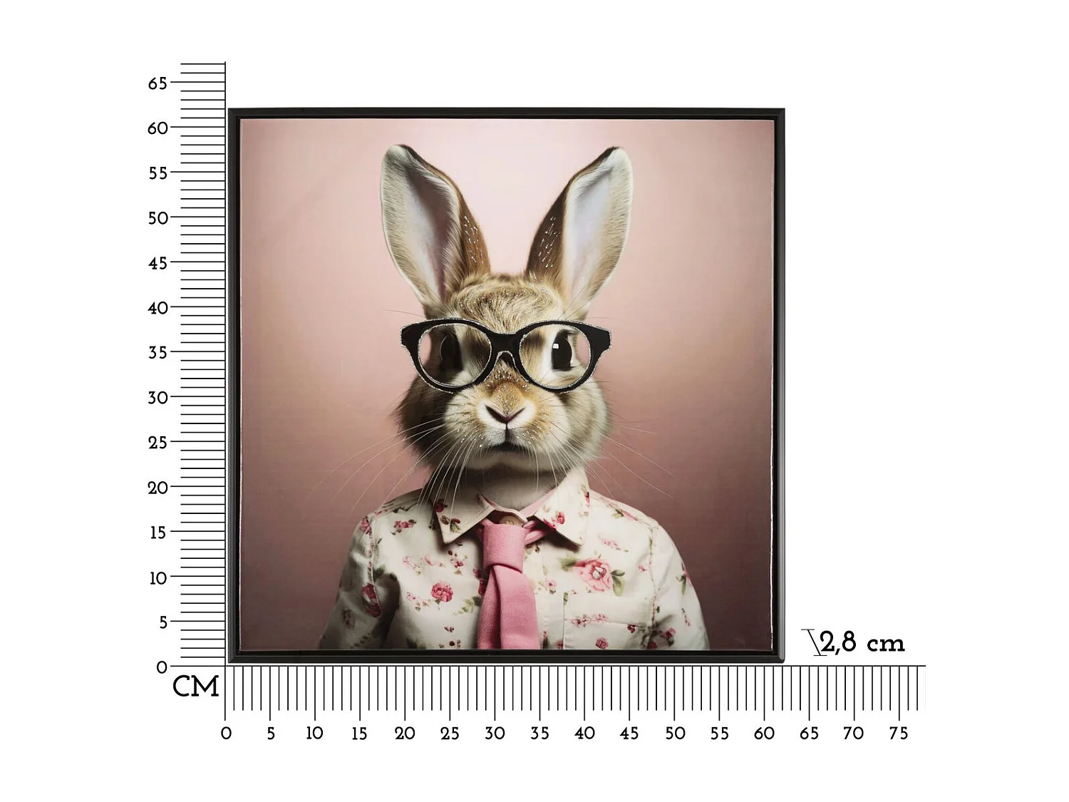 Impression sur Toile Lapin 3, Multicouleur, 62,5x2,8x62,5 cm, Seven Design