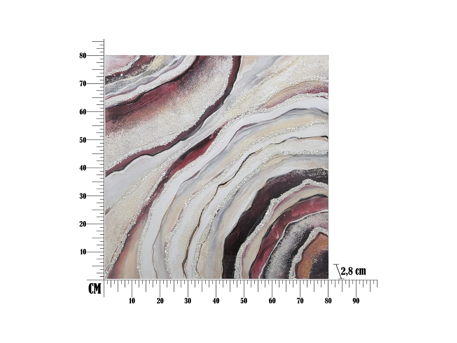 Impression sur Toile Marbre 8, Multicouleur, 80x2,8x80 cm, Seven Design