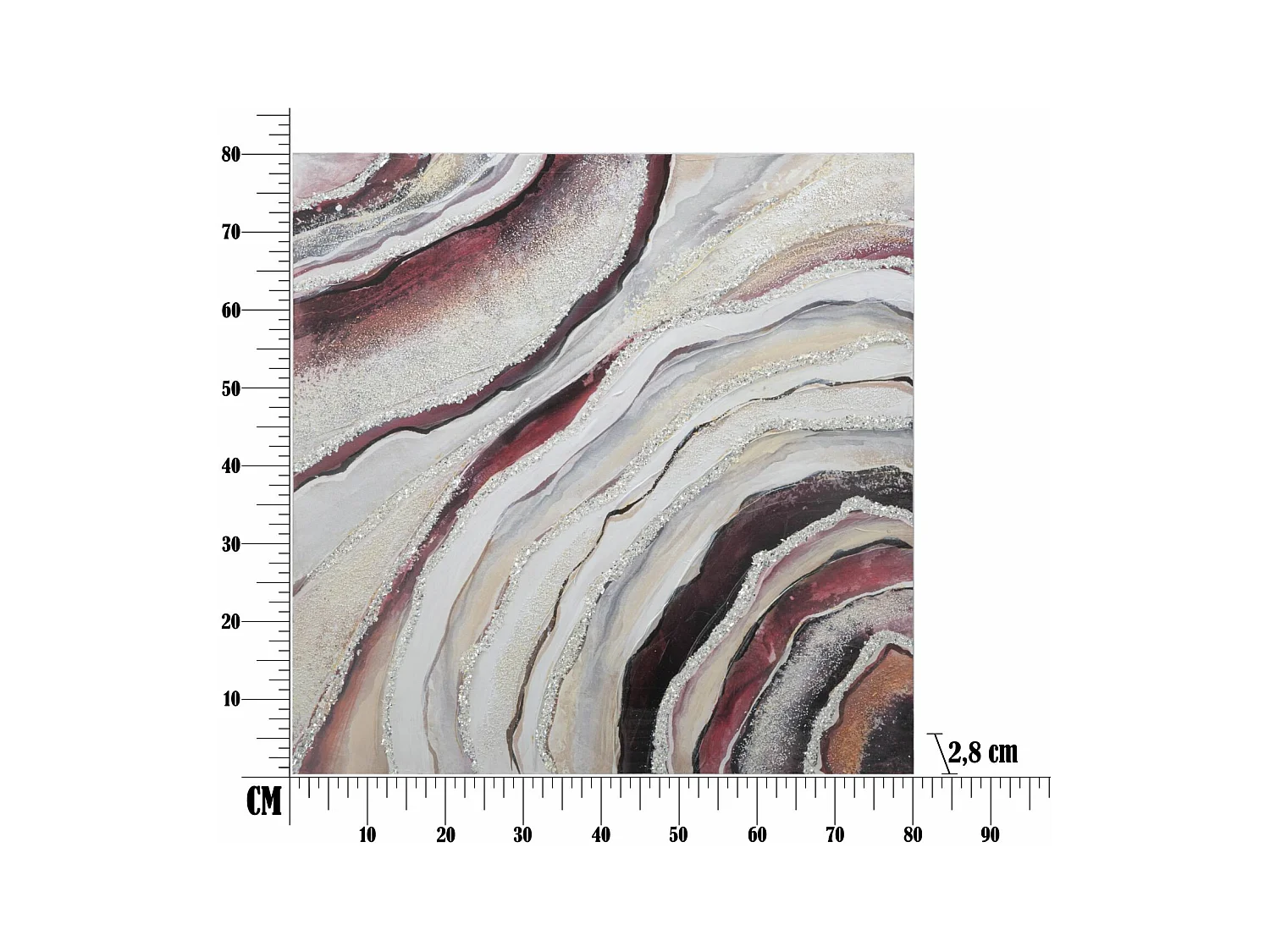 Afdrukken op Canvas Marmer 8, Veelkleurig, 80x2,8x80 cm, Epikasa