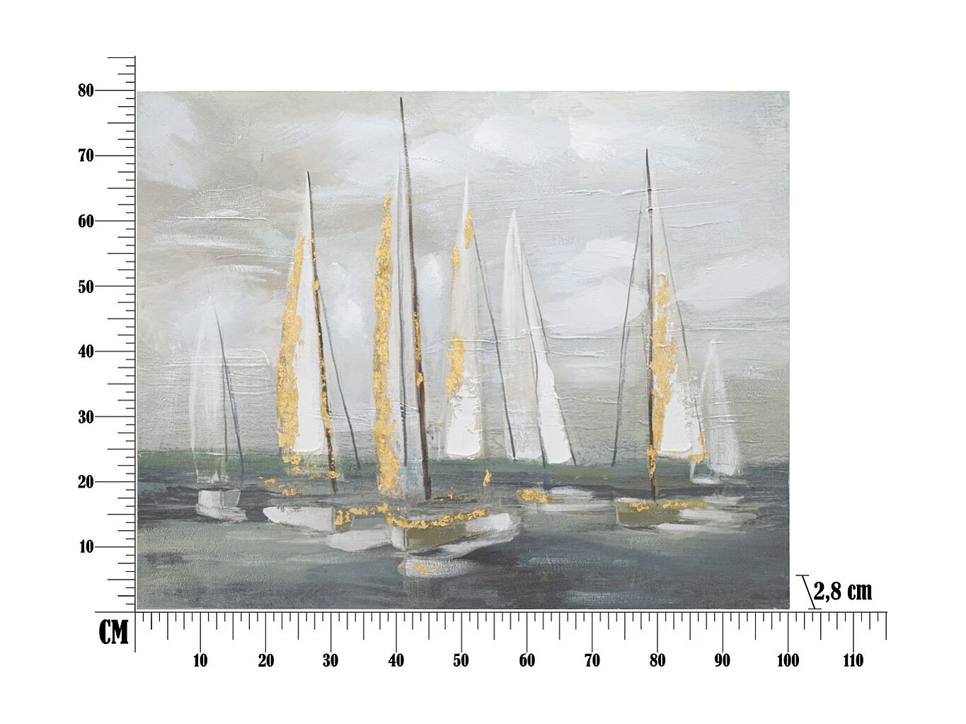 Impression sur Toile Mer 3, Multicouleur, 100x2,8x80 cm, Seven Design