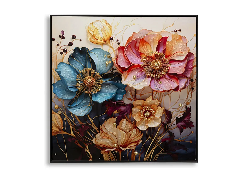 Impression sur Toile Fleurs 70, Multicouleur, 82x4x82 cm, Seven Design
