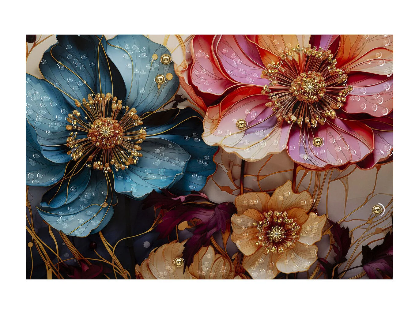 Impression sur Toile Fleurs 70, Multicouleur, 82x4x82 cm, Seven Design