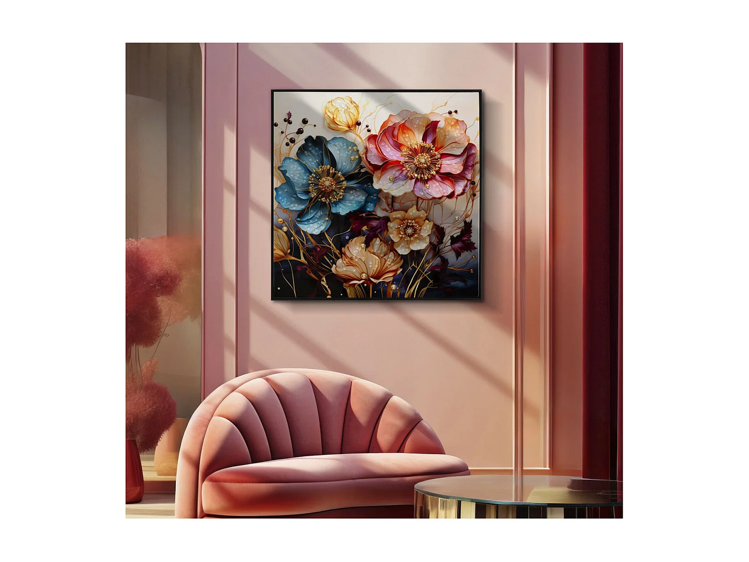 Impression sur Toile Fleurs 70, Multicouleur, 82x4x82 cm, Seven Design