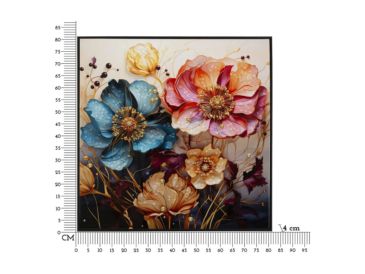 Impression sur Toile Fleurs 70, Multicouleur, 82x4x82 cm, Seven Design