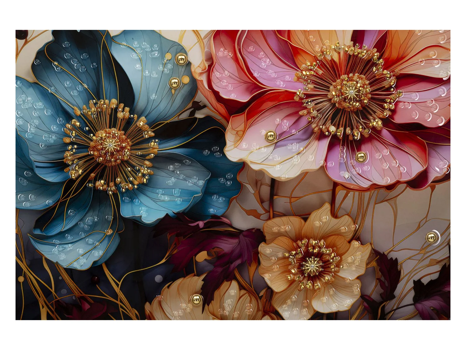 Afdrukken op Canvas Bloemen 70, Veelkleurig, 82x4x82 cm, Epikasa