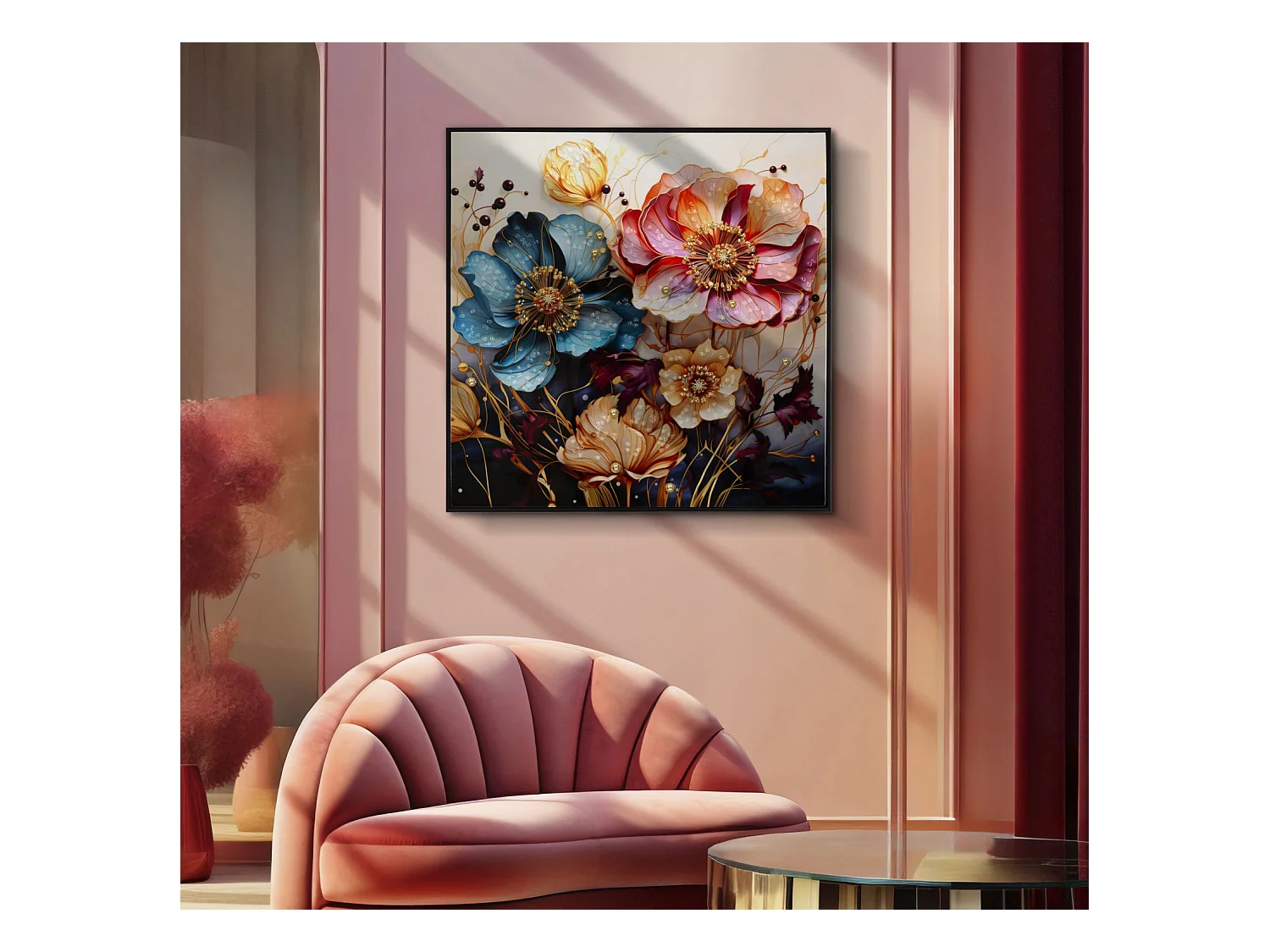 Afdrukken op Canvas Bloemen 70, Veelkleurig, 82x4x82 cm, Epikasa