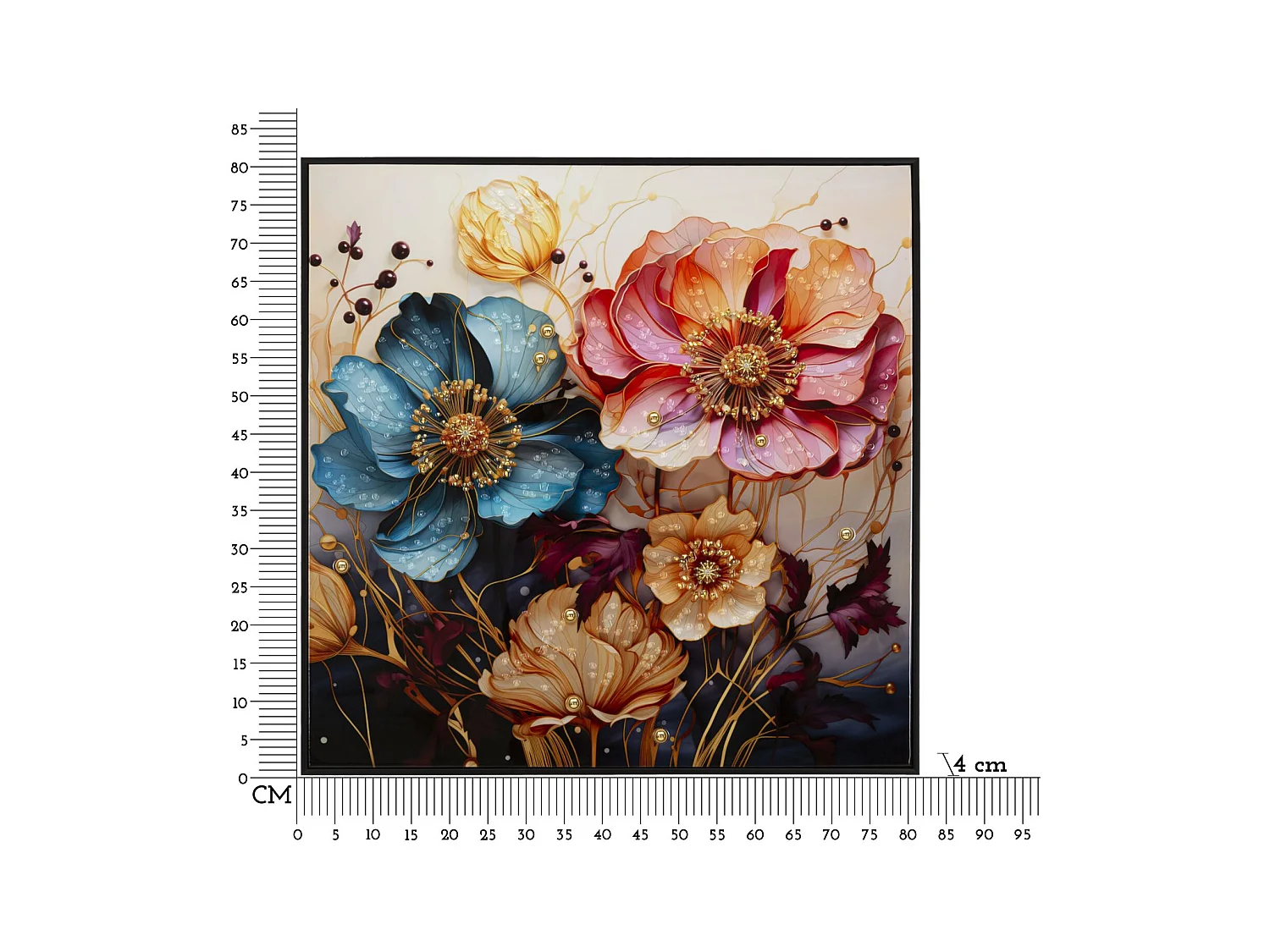 Afdrukken op Canvas Bloemen 70, Veelkleurig, 82x4x82 cm, Epikasa