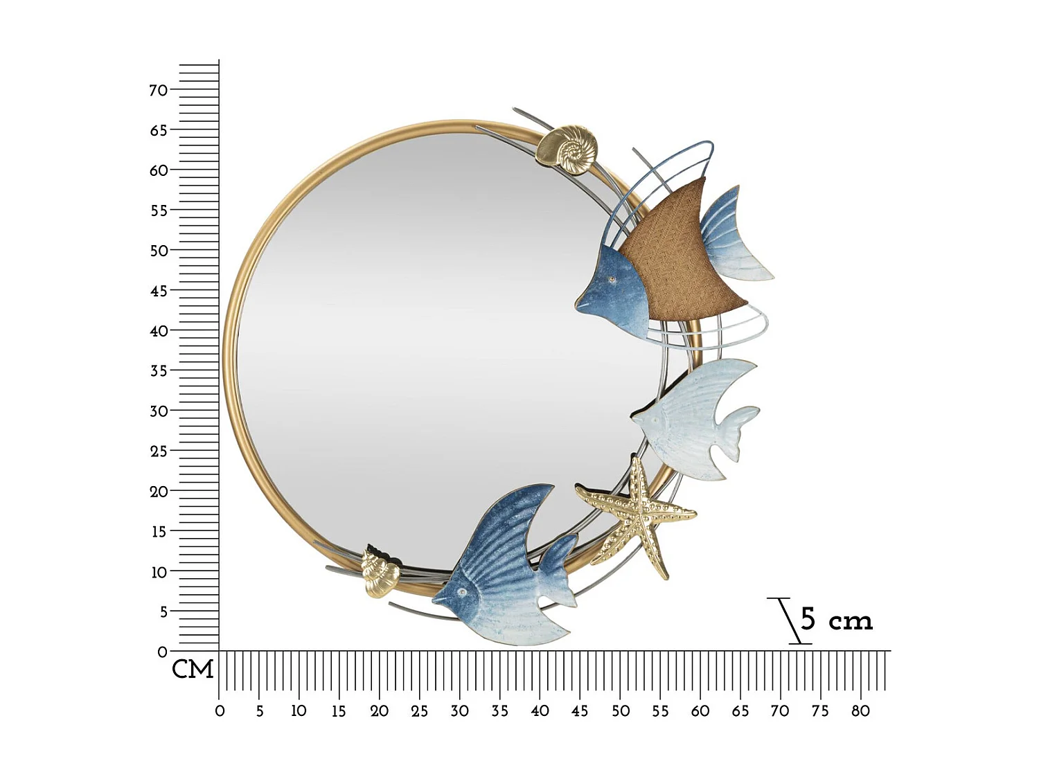 Miroir avec Cadre Poisson 12, Multicouleur, 68x5x67 cm, Seven Design