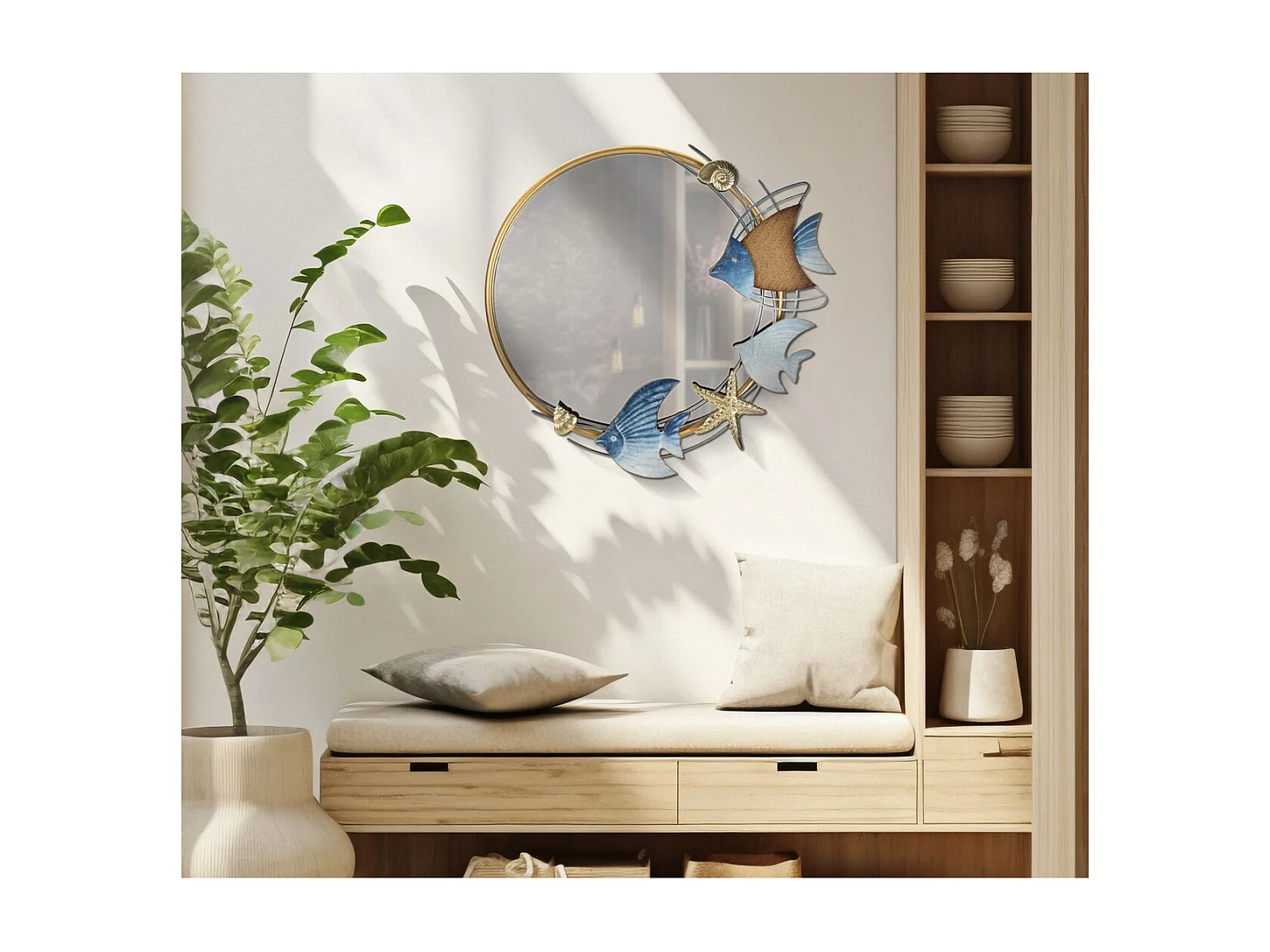 Lustro w Ramie Ryba 12, Wielokolorowy, 68x5x67 cm, Seven Design