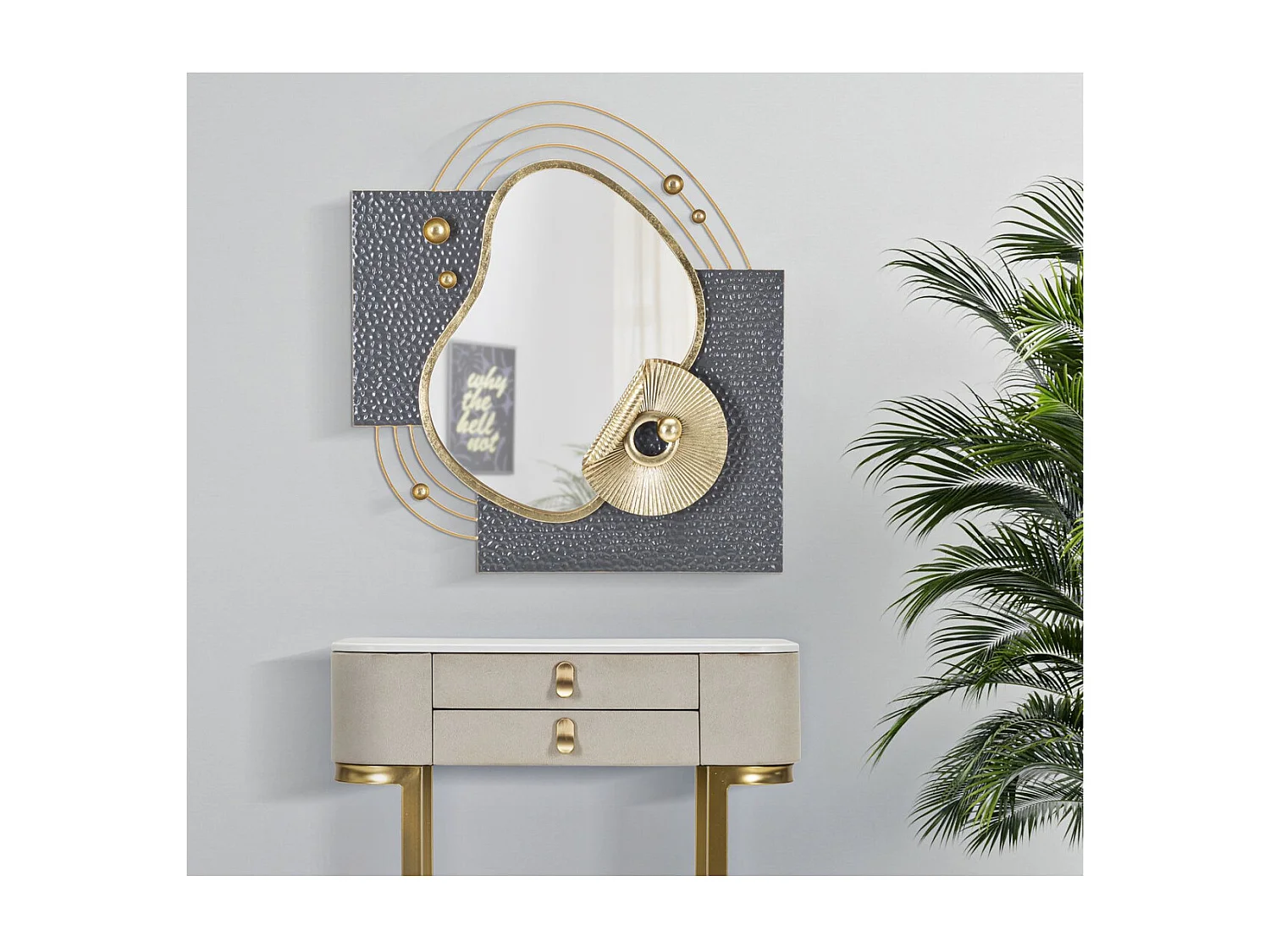 Miroir avec Cadre Géométrique 14, Multicouleur, 80x7x72,4 cm, Seven Design