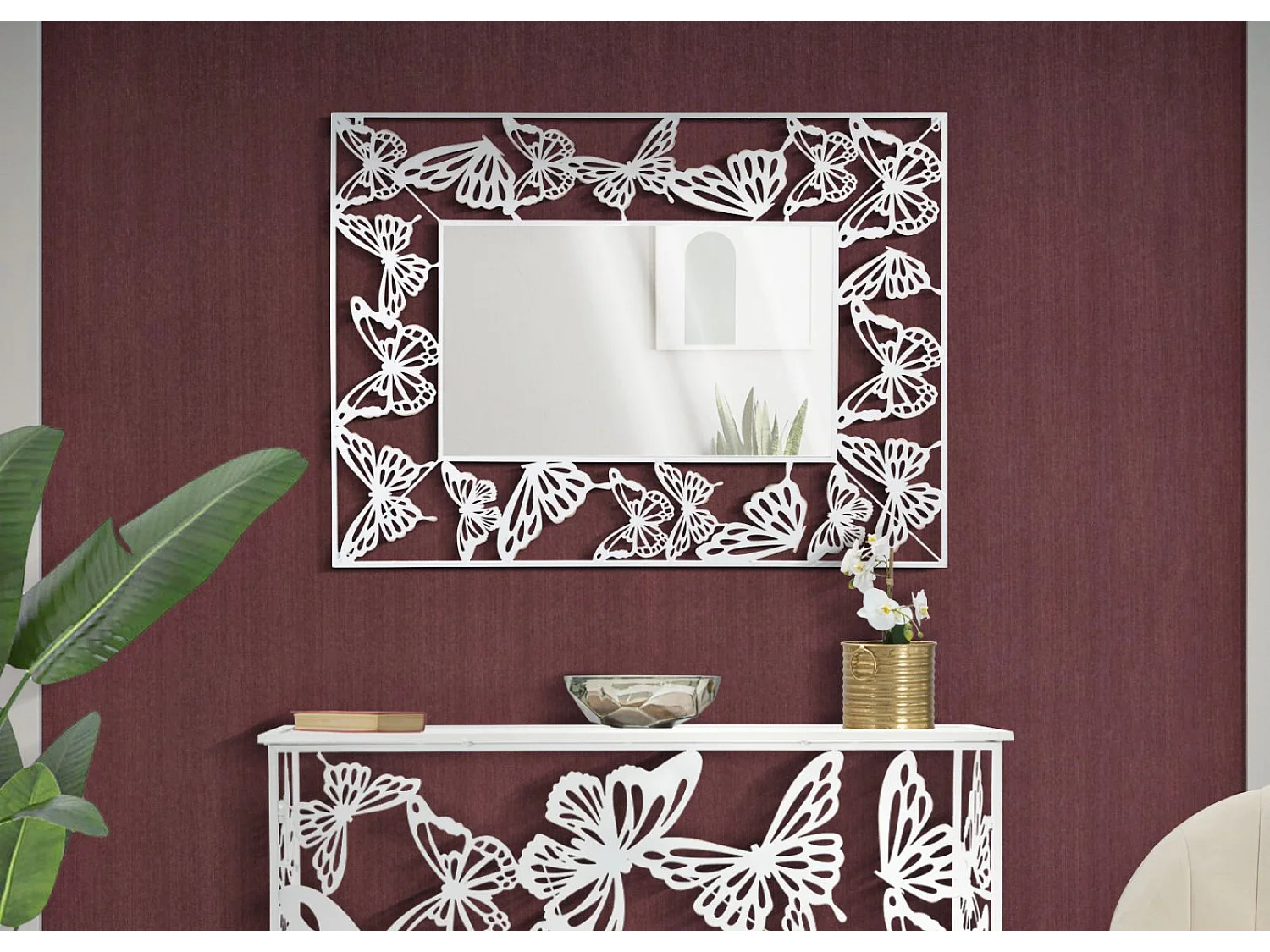 Ingelijste Spiegel MF488, Wit, 85x1x115 cm, Epikasa