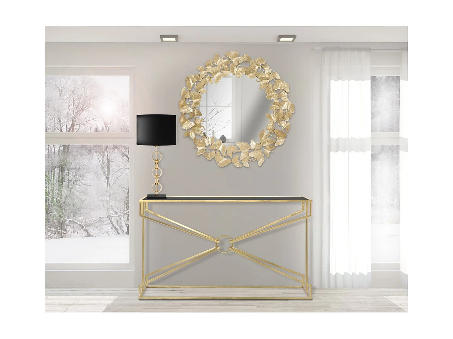 Miroir avec Cadre Papillon 28, Or, 87x2,5x87 cm, Seven Design