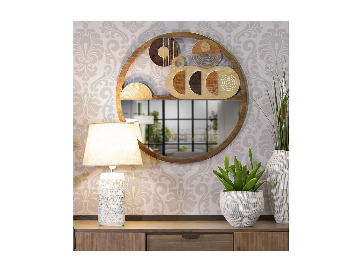 Lustro w Ramie MF483, Wielokolorowy, 80x3x80 cm, Seven Design