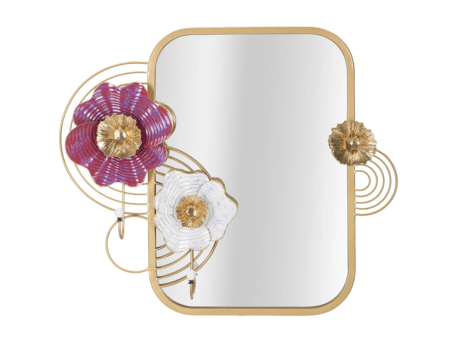 Miroir avec Cadre Fleurs 57, Multicouleur, 75x9,5x64,1 cm, Seven Design