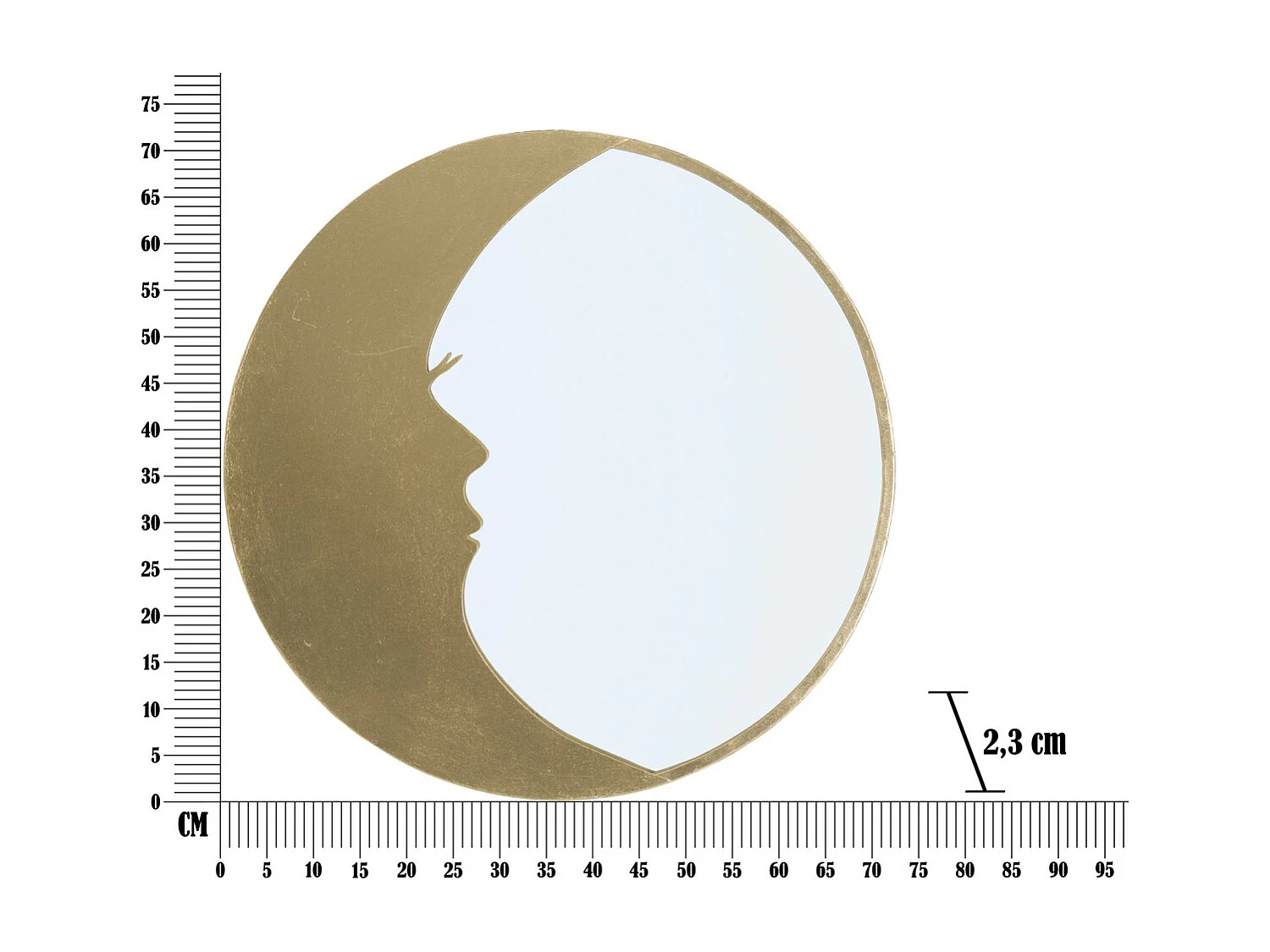 Miroir avec Cadre Lune 1, Or, 72,5x3x72,5 cm, Seven Design