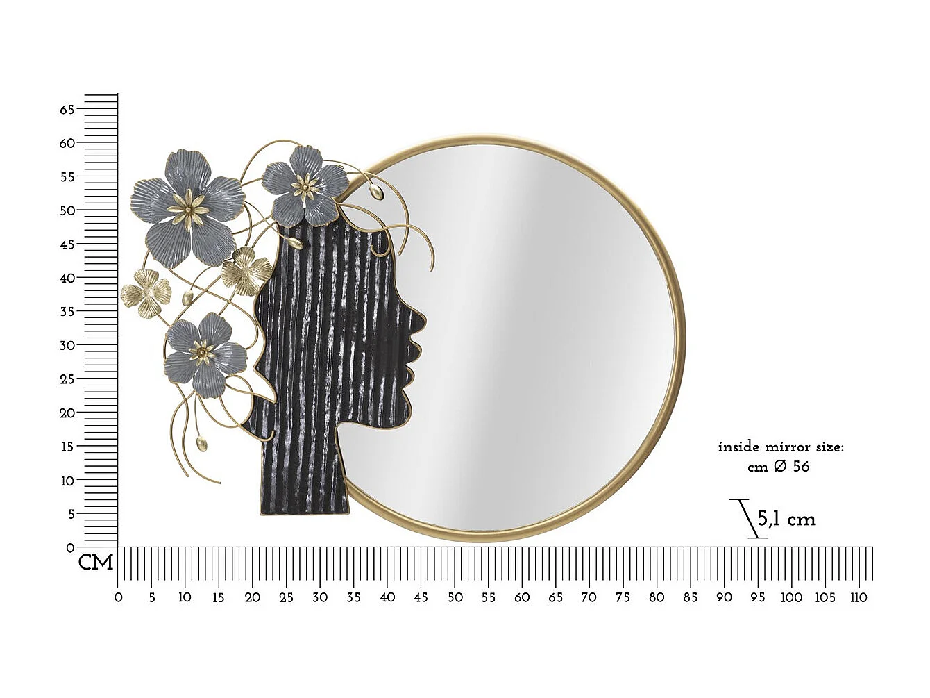 Miroir avec Cadre Visage 10, Multicouleur, 81,9x7x61 cm, Seven Design
