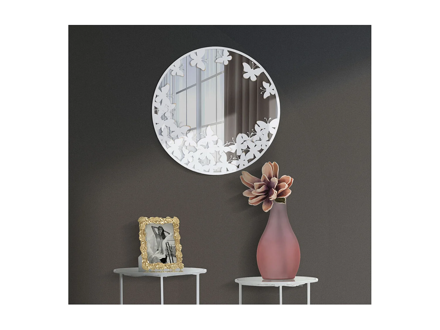 Miroir avec Cadre MF491, Blanc, 62,5x2,3x62,5 cm, Seven Design