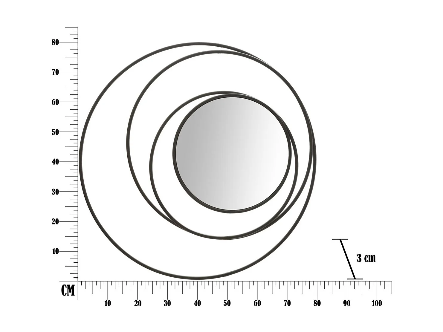 Miroir avec Cadre Papillon 33, Noir, 80x3x80 cm, Seven Design