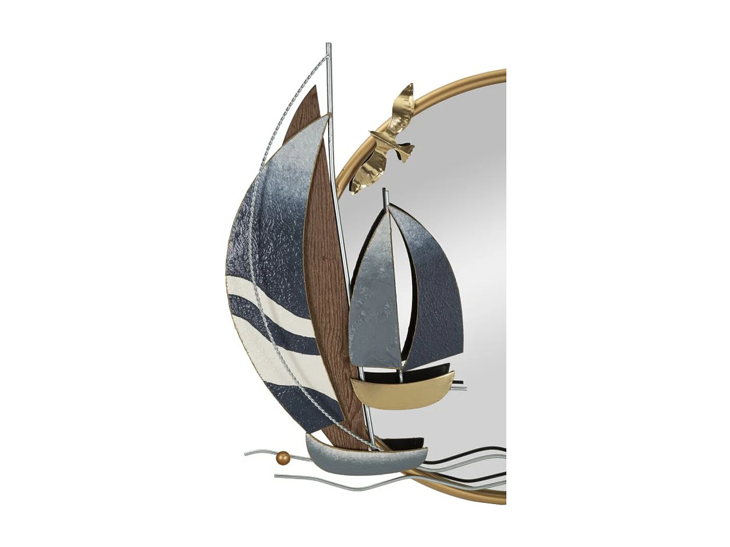 Lustro w Ramie Barca 3, Złoto, 71x8x64 cm, Seven Design